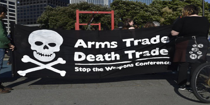 Arms dealers spark protest