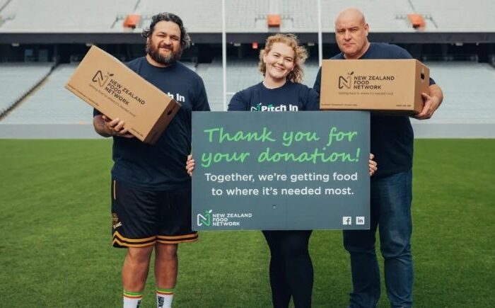 Former All Black pitches in on food drive
